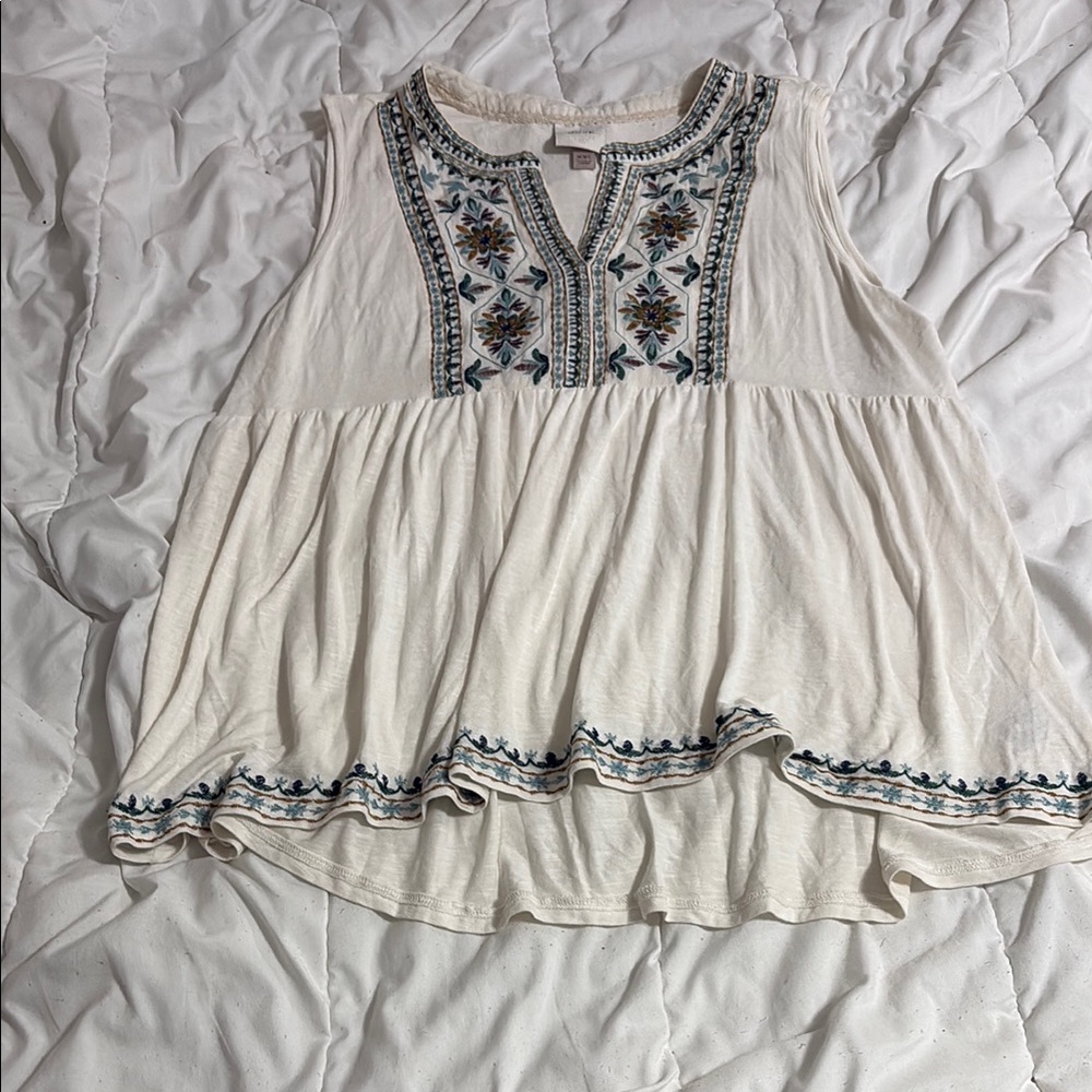 Knox Rose Cream Sleeveless Bib Collar Blouse